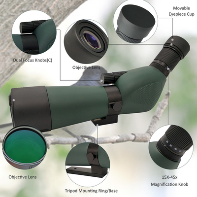 Observación de pájaros de la prisma de Porro manchando prenda impermeable del alcance 15-45x60