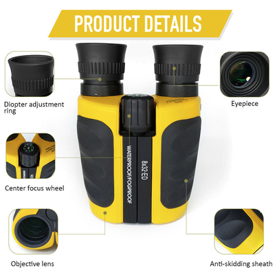 profesional amarillo Bak4 de la prenda impermeable binocular de 8x32 ED binocular para la observación de pájaros