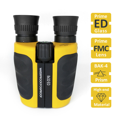profesional amarillo Bak4 de la prenda impermeable binocular de 8x32 ED binocular para la observación de pájaros